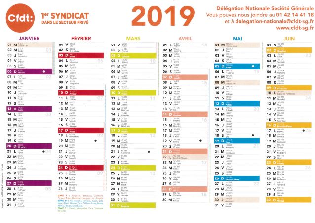 Le calendrier CFDT 2019 arrive !