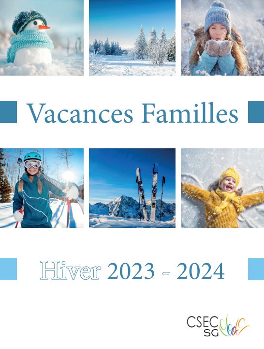 Page de garde du catalogue colo vacances famille Hiver